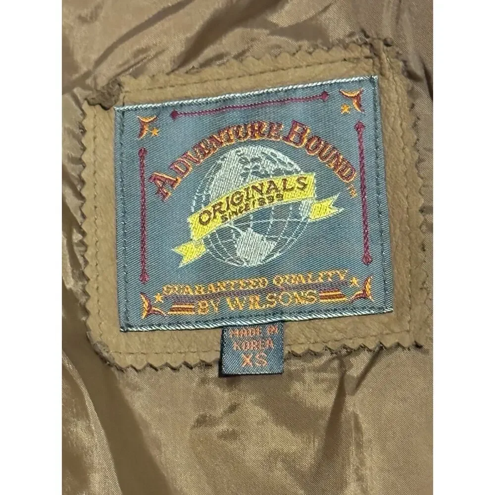 Wilson's Leather Adventure Bound Vintage 80s Bomber Jacket XS Brown Suede EUC - Picture 5 of 14